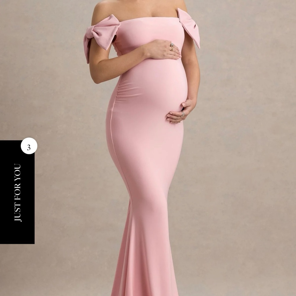 Chic Off-Shoulder Pink Maxi Maternity Dress